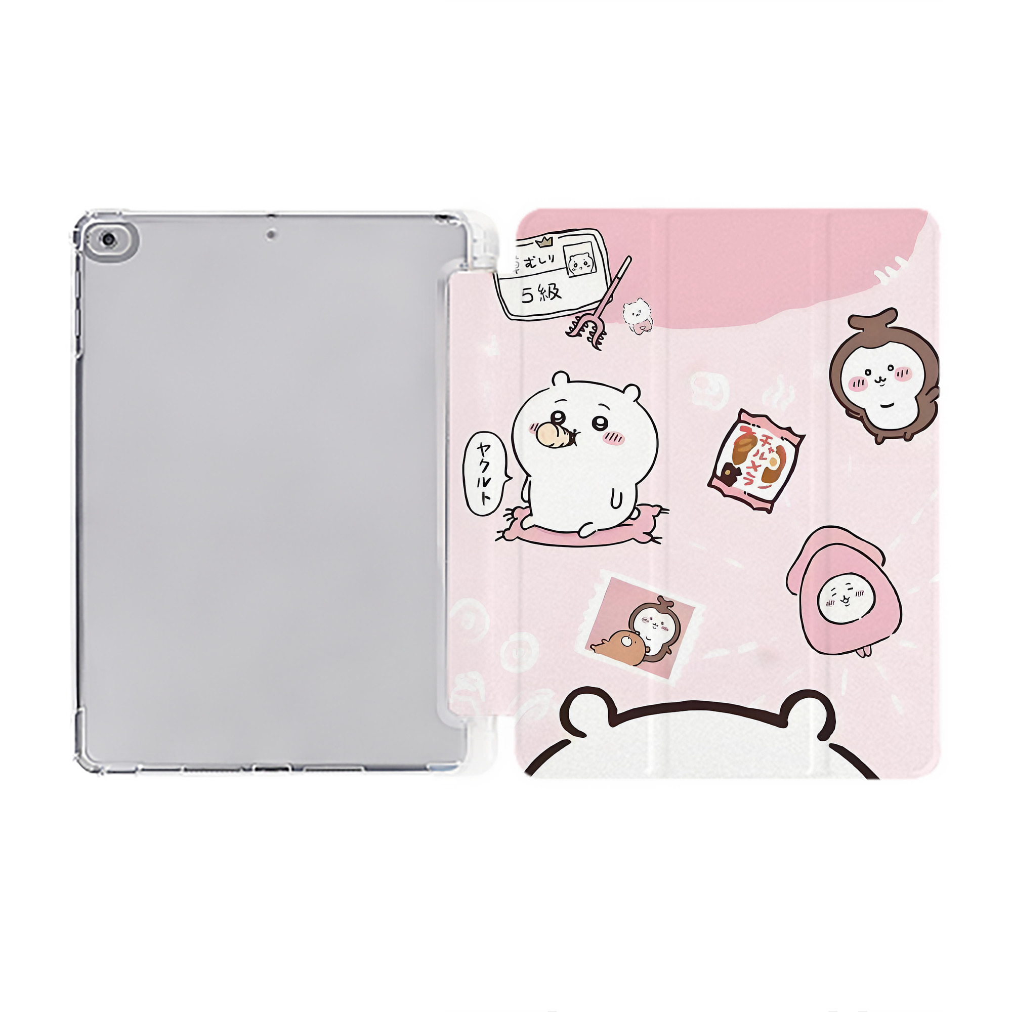 （画像用） ちいかわ Chii-kawa IPad ケース ペン収納付き 三つ折りスタンド PUレザー×シリコン 対応機種9.5/10.5/10.9インチ